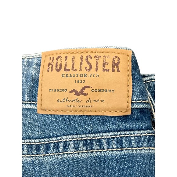 Hollister Distressed Crop Skinny Jeans Lace Fabric at Holes Leather Patch Sz 5 - Picture 6 of 7